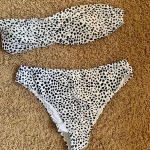 Shein strapless Dalmatian print bikini